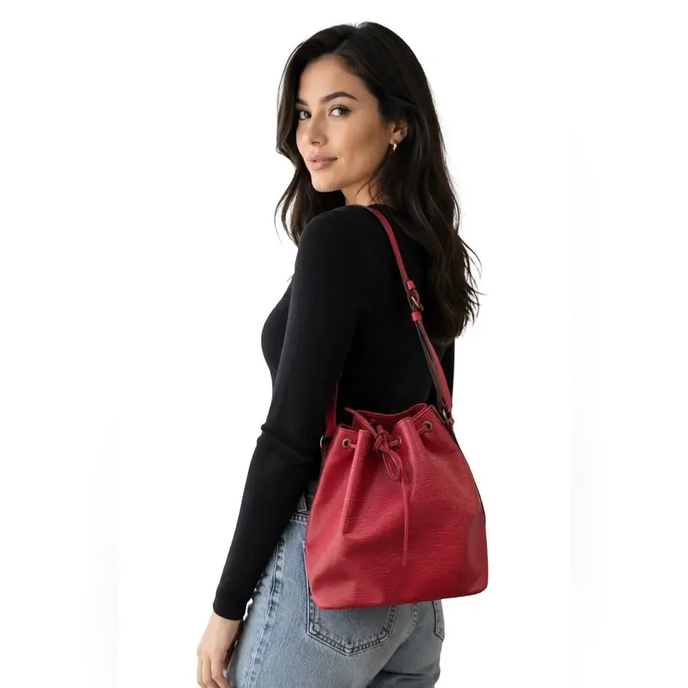Louis Vuitton Red/Wine Epi Noé BB Bucket Bag | Adjustable Shoulder Strap